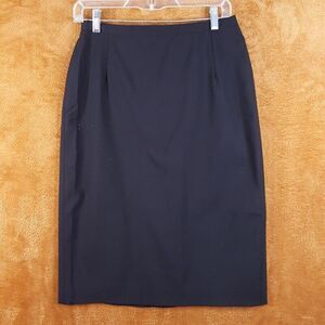 GIORGIO ARMANI Womens Skirt Size 8 Black Pencil Knee Length Slit Lined FLAWED